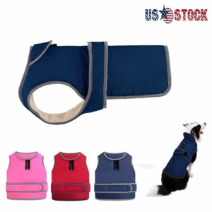 Reflective Waterproof Winter Fleece Warm Pet Dog Coat Jacket Clothes Sweater US - Picture 1 of 13