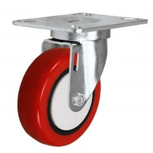 CasterHQ - 3-1/2" X 1-1/4" Swivel Caster RED Polyurethane - 275 LBS Capacity - Picture 1 of 2
