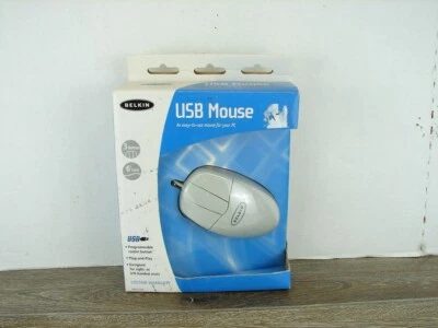 Belkin Wired USB Mouse F8E813-BLK-USB 3 Button Programmable Plug & Play White - Image 1 of 4