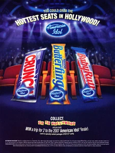 BABYRUTH CHOCOLATE AD #2 MAGAZINE promo AD 2007 AMERICAN IDOL CRUNCH BUTTERFINGE - Picture 1 of 1