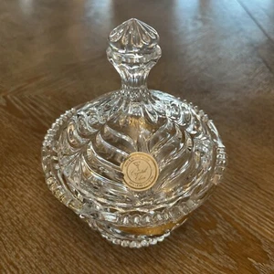Crystal Clear Ind. Candy Dish Gold Accents Germany 24% Lead Crystal 6.5"X 5” - Picture 1 of 6