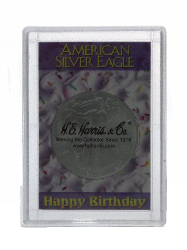 2016 American Silver Eagle Gem BU W/ Happy Birthday 2x3 Frosty Case Coin Holder