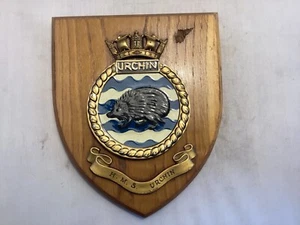 H.M.S URCHIN WALL PLAQUE / SHIELD ( HAND PAINTED VERSION ) - Picture 1 of 9