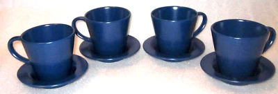 RARO IKEA Espresso 4 TAZAS Y PLATILLOS Mate DINERA AZUL OSCURO COMO NUEVO ~ PATRÓN 10866 Foto 1 de 4