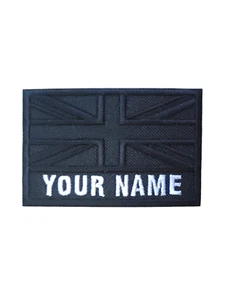 Personalised Tactical UK Flag Embroidered Name Patches Sew Iron On Badge - Picture 1 of 11