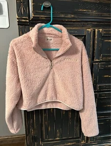 Young La Womens Pink Cropped Fleece Jacket Size XS - Picture 1 of 3