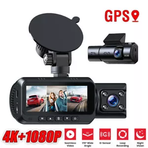 TOGUARD GPS 4K 1080P Dual Lens Dash Cam Front Inside Night Vision Car Camera - Picture 1 of 8