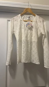 NWT BECCA Swimsuit Bikini Cover up Top Sz L White - Picture 1 of 5