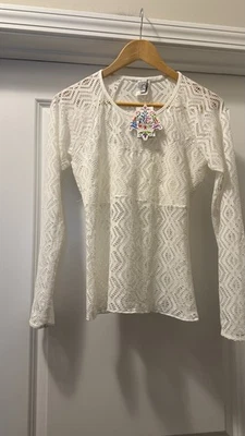 NUEVO CON ETIQUETAS BECCA Traje de baño Bikini Cubre Top Talla L Blanco Foto 1 de 4