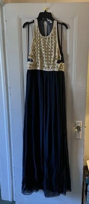 Maxi Vestido Diane Von Furstenberg Gidget Redondo Cristal Dorado Tachuelas Azul Marino/Crudo Talla 6 Foto 1 de 4