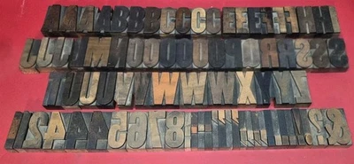 Antique Vintage Letterpress Wooden Letters  Qty:83  SIZE: 2.5" - Image 1 of 4
