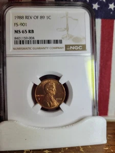 1988 Lincoln Memorial **Reverse Of 1989** (Flared "G") NGC MS 65 RB - Picture 1 of 5