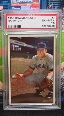 1953 Bowman Color #7 Harry Chiti PSA 6.5 Ex-MT + "Case has some nicks, see desc" - Image 1 of 3