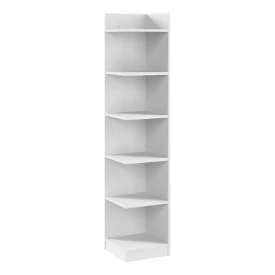 Universal 15W Tall Corner Bookshelf in White - Engineered Wood - Image 1 of 4