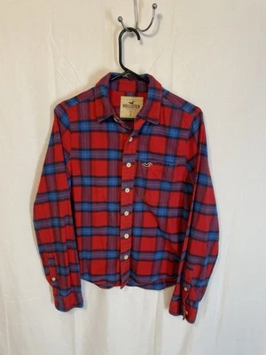 Hollister Men's Long Sleeve Shirt Blue-Red Plaid, Flannel, Button-Up, Size S - Image 1 of 4