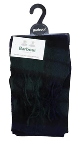 Barbour Lambswool & Cashmere Blend Tartan Checkered Men's Fringe Scarf OSFM NWT - Picture 1 of 2