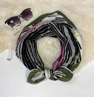 Pañuelo para el cuello 70 % cachemir 30 % seda 26"" bufanda chal estampado a rayas pañuelo envolvente nuevo Foto 1 de 4