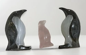 Naturstein geschnitzte Pinguine Skulptur Figuren - Bild 1 von 5