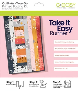 GE Quilt As You Go TAKE IT EASY TABLE RUNNER Pre-Printed Batting Pkg 17"x40" - Picture 1 of 2