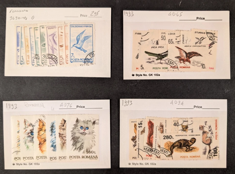 Romania - 1991-1993 - Animals, nice lot of 4 complete sets, 36 CTO stamps, VF. - Image 1 of 1