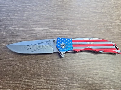 Rough Rider 2nd Amendment Framelock AO Knives RR2200 Red/White/Blue Flag Design - Image 1 of 4