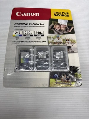 Canon 240XL 2 Negro y 241 Color Tinta Value Pack Genuino Auténtico SELLADO DE FÁBRICA Foto 1 de 2