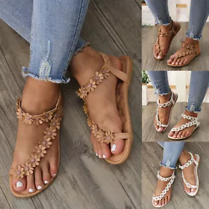 Mujeres Planas Florales Roma Chanclas Boho Sandalias Informales Zapatos * - Imagen 1 de 30