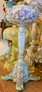 Antique Oil Lamp Dresden Ornate, Made in Germany 12” Tall - Picture 1 of 9