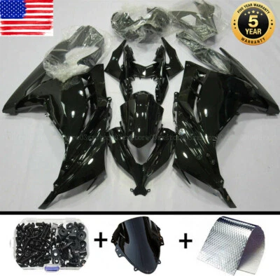 Kit de carenado ABS negro brillante para Kawasaki Ninja 300 EX300 2013-2017 + Juego de pernos Foto 1 de 4