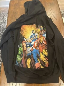 Marvel Comics Avengers Sweatshirt Hoodie SZ:M Long Sleeve Pocket Black 1624 - Picture 1 of 5