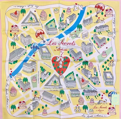 Pañuelo bufanda LADUREE Les Secrets amarillo mapa de París - Se envía desde EE. UU. Foto 1 de 4