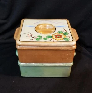 Takito 1909-1948 Japan HandPainted Lusterware Floral Mountain Stacking Boxes Lid - Picture 1 of 10