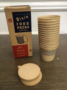 Vtg 1940's 2 oz Pint Dixie Food Pack Cups W/ Lid & Box NOS Jelly Condiment Lunch - Picture 1 of 9