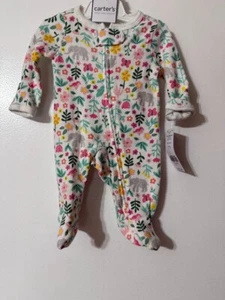 Carters Baby Reißverschluss Thermo Schlaf & Spiel Schlafanzug Frühchen Neu Elefant Pyjama - Bild 1 von 2