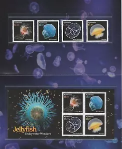 AUSTRALIA 2023 - Juego de 4 medusas y Minihoja AMBOS montados sin montar o nunca montados en paquete de estampillas POP - Imagen 1 de 3