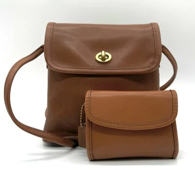 Vtg Coach Tango 9049 Crossbody Bag + 7219 Wallet 2 Pc Set Brown Leather USA - Image 1 of 4