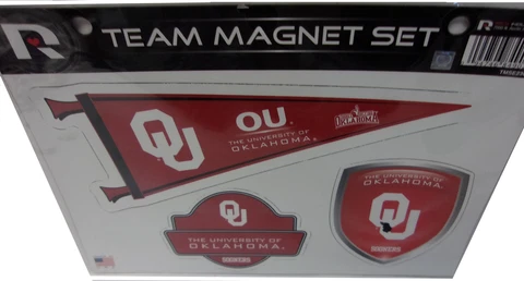 Oklahoma Sooners 3-piece Team Magnet Set. Very Nice! Great Graphics. #924 Cover