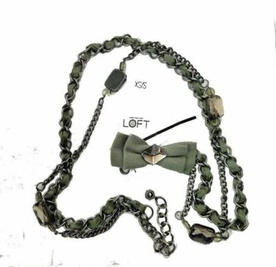 Ann Taylor LOFT Sage Зеленый с драгоценными камнями бант бедра цепочка ремень Размер XS/X - Изображение 1 из 3