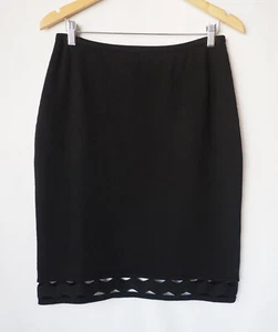 Bloomingdales Wool Knit Pull-On Skirt Zig Zag Cut Out Black Purple Variety M - Picture 1 of 16