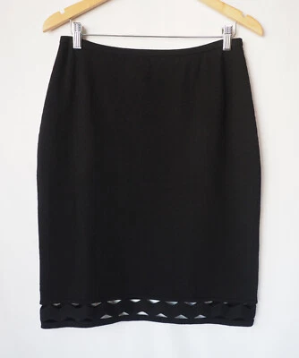 Falda Pull-On Tejida Lana Bloomingdales Corte Zig Zag Negro Púrpura Variedad M Foto 1 de 4