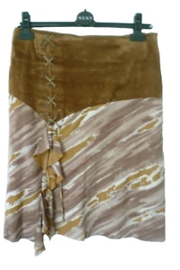 MASI Ladies Size 8 10 Brown Velvet Distressed Boho Fae Pixie Ruffle Corset Skirt - Picture 1 of 8