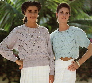 Ladies Summer Lace Sweater & Top Knitting Pattern DK 30-40" short sleeve 1435 - Picture 1 of 4