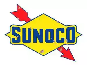 YELLOW BLUE SUNOCO RED ARROW 18" WIDE HEAVY DUTY USA METAL GAS STATION ADV SIGN - Picture 1 of 1