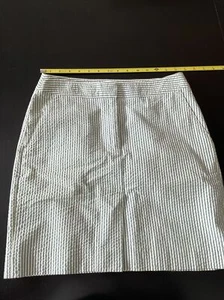 seersucker kenar skirt sz 4 w sode pockets green/white stripe classic - Picture 1 of 6