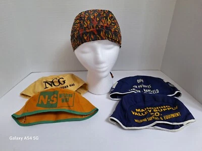 Gorros de soldadura vintage gorra calavera sin ala lona algodón 4 de los años 60-70 1 90 Foto 1 de 4