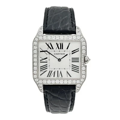 Cartier Santos Dumont 18k White Gold Manual Wind 2651 Aftermarket Diamonds l - Image 1 of 4