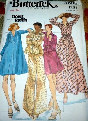 *VTG 1970s TOP DRESS SKIRT & PANTS Clovis Ruffin Sewing Pattern 12/34 FF - Image 1 of 2