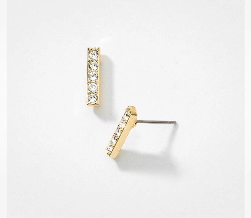 NUEVO Pendientes de barra pavé de oro clásicos de cristal de piedra de toque, Navidad, Hanukkah Foto 1 de 1