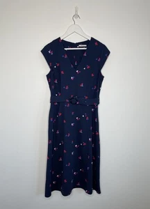 TU Woman Red White Blue Heart Print Belted Midi Dress UK 12 Retro Valentine - Picture 1 of 7