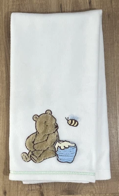 Disney CLASSIC Winnie the Pooh Blue baby blanket Lovey Honey Pot 32” X 40” - Image 1 of 4